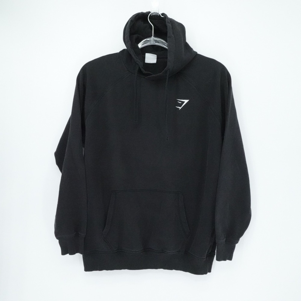 Gymshark Hoodie Womens Large Black Pullover‎ Logo Athleisure Comfort Running Gym